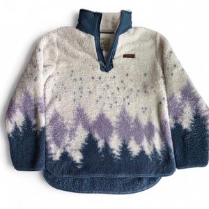 Simply Southern Cream and Blue Fleece Jacket